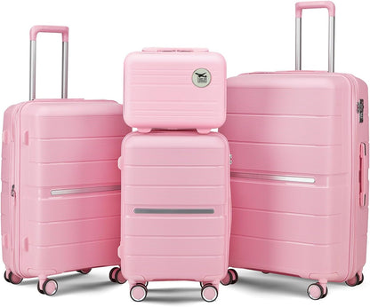 4-Piece Hardshell Luggage Set with TSA Locks, Expandable Suitcases and Silent Spinner Wheels - Vibrant Colors for Easy Identification (14/20/24/28 Inch) - Family Travel Suitcase Sets