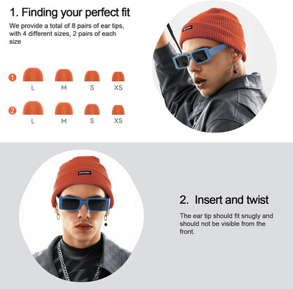 45dB Earplugs for Sleeping,Noise Cancelling Ear Plugs with 8 Pairs Ear Tips, Reusable Hearing Protection Noise Reduction Earplugs Suitable for Concerts,Travel,Work Fit Caramel