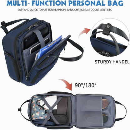 KROSER Carry On Underseat Multi-functional, 16-inch Underseater Lightweight Overnight Suitcase for Women, Navy