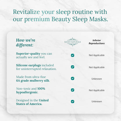 Mulberry Soft Silk Eye Mask for Sleeping with Ear Plugs & Luxury Bag - Cooling Night Eye Covers Face Mask for Women - Blindfold Travel Eye Mask Blocking Out Light - Champagne