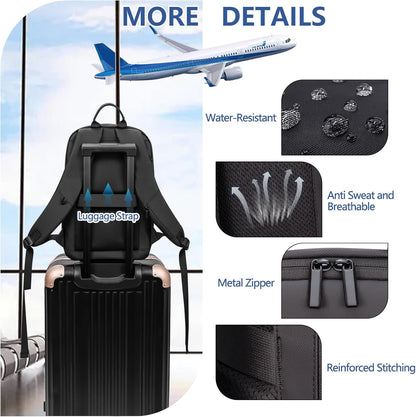 Business Backpack for Men Lightweight Commute Laptop Backpack Anti-Theft Water Resistant Backpack for 15.6 Inch Computer for Daily Office Work with Small Bag (Black)