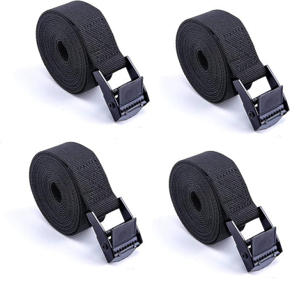 Premium Lashing Nylon Strap - Cam Buckle Tie Down Straps Heavy Duty Secure Straps up to 500 lbs Capacity for Motorcycle,SUP, Kayak, Canoe, Surfboard, Cargo, Boat,Trailer, Moving(1'' x 6.5Ft Black)