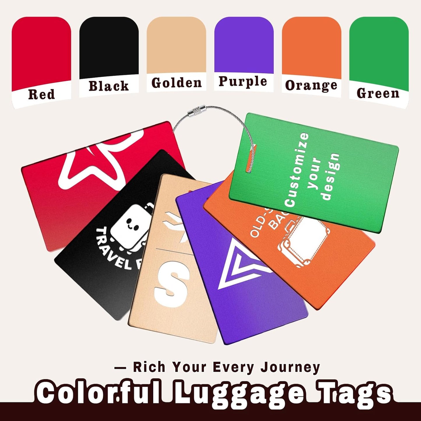 Custom Metal Luggage Tags for Suitcases Custom Engraved Aluminum Personalized Luggage Tags for Travel(Large,Green)