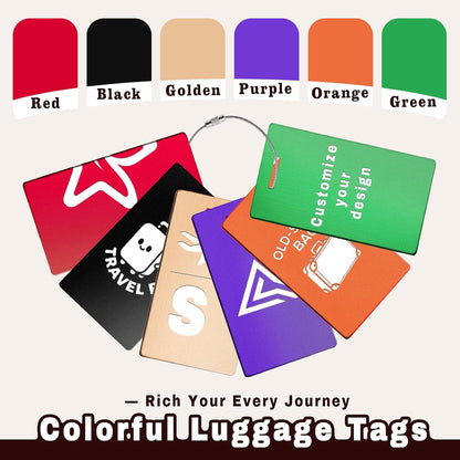 4PCS Personalized Luggage Tags for Travel Durable Aluminium Luggage Tags for Suitcases Custom Bag Tags for Backpacks Heavy Duty Personalized Name Tags for Birthday Gifts(Large,Red)