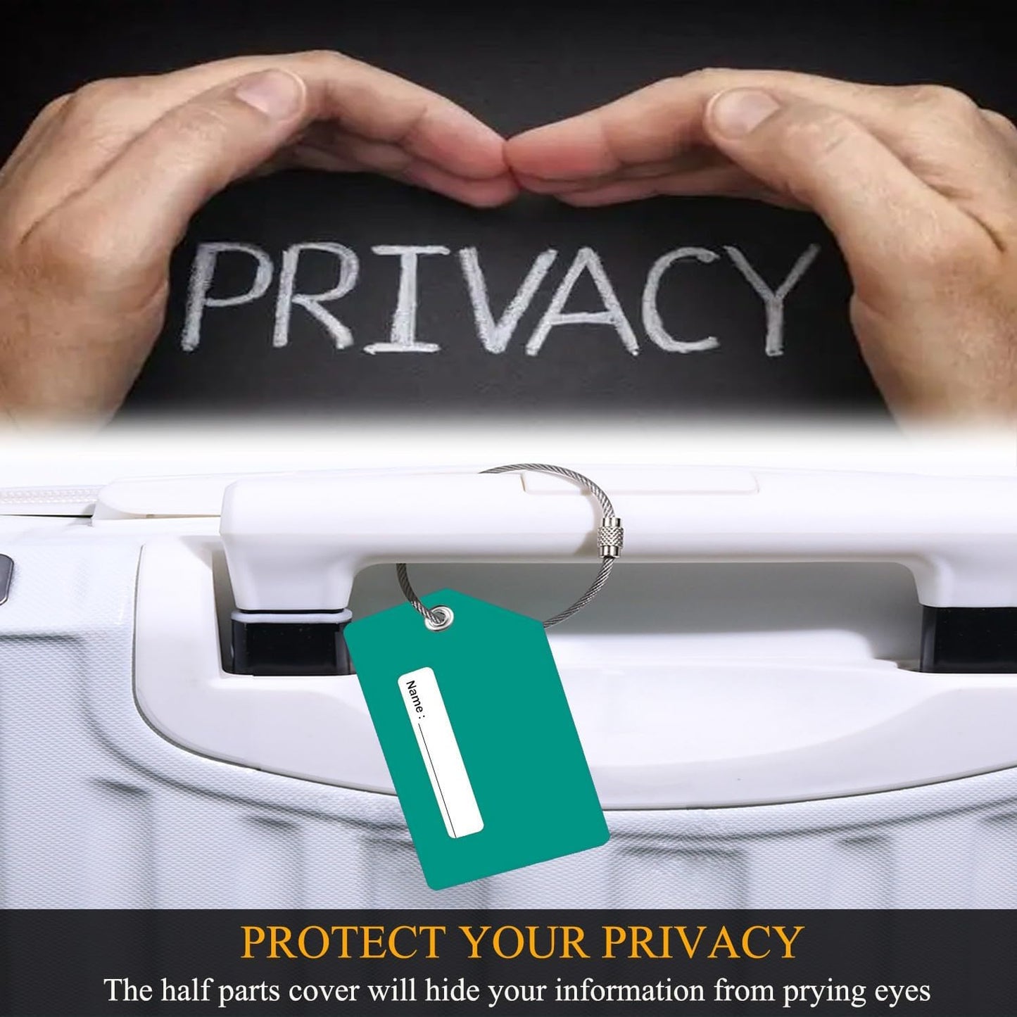 7 Pack Silicone Luggage Tag for Suitcases with Name ID Card, TSA Approved, Privacy Protection Travel Suitcase Tags (Peacock Green)