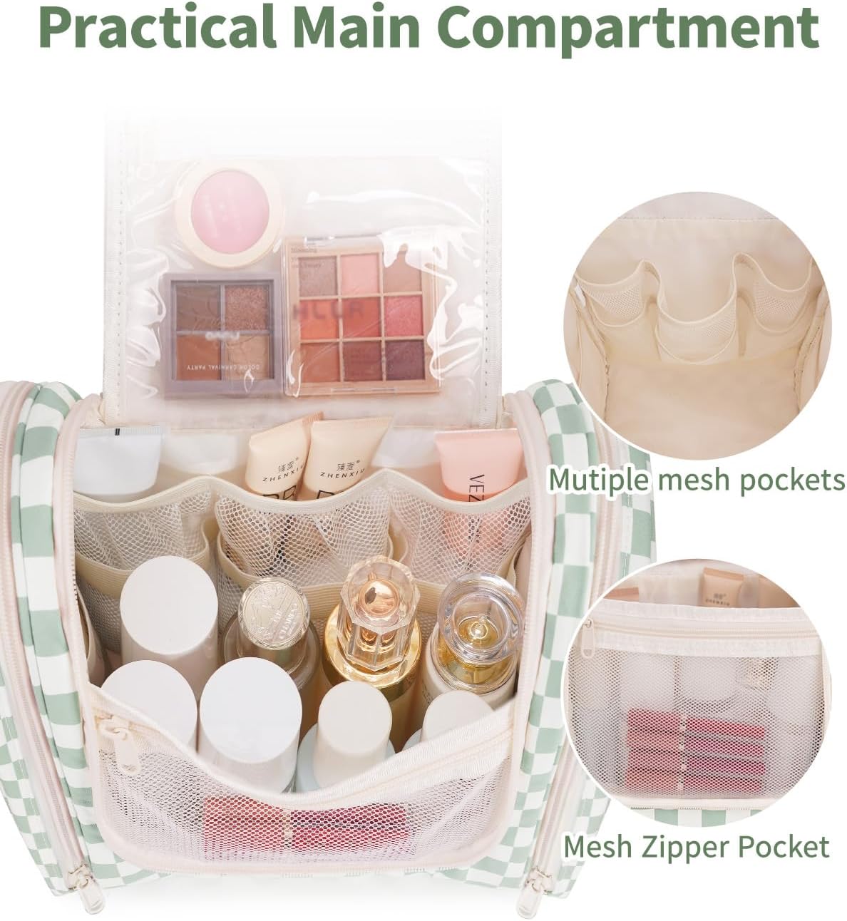 Narwey Hanging Toiletry Bag for Women Travel Makeup Bag Organizer Toiletries Bag for Cosmetics Essentials Accessories