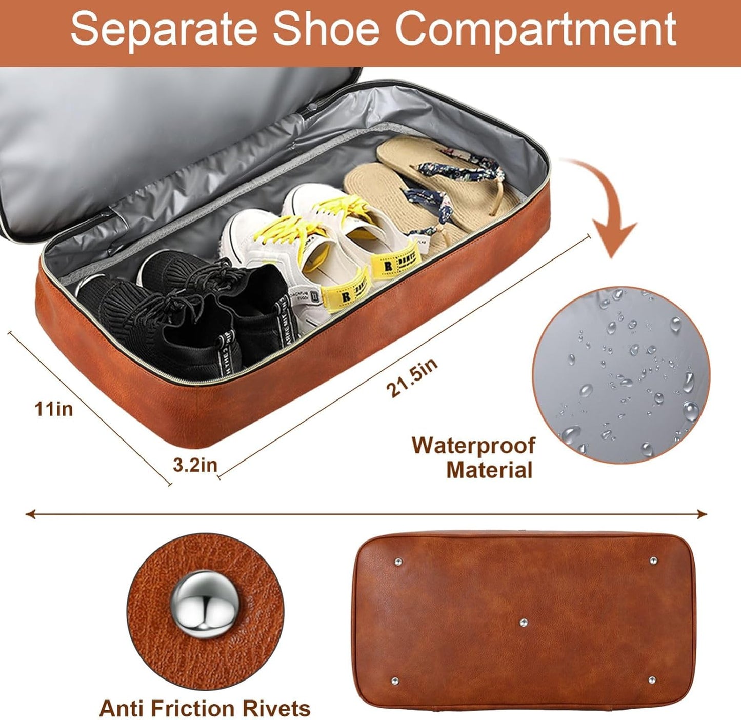 Weekender Bag for Women, Travel Duffel Bag Carry On Overnight Bag with Shoe Compartment Large Nylon Travel Weekend Tote Bag