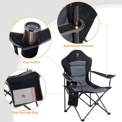 EVER ADVANCED Camping Chairs, Lawn Chairs Outdoor Sports Chairs, Folding Chair Camping Chairs for Adults, Supports 400lbs