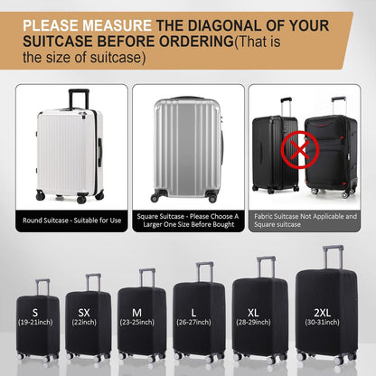 Travel Luggage Cover Suitcase Protector Scratch-Resistant Fit 19-31 Inch Suitcase, Not Included Suitcase (Black, XL(28-29inch))