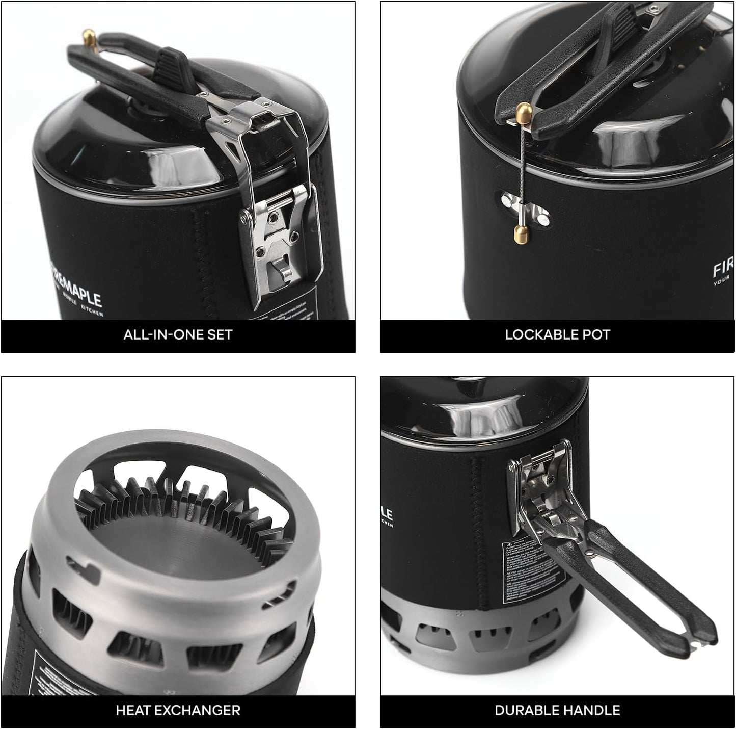 Fire-Maple "Fixed Star 3" Personal Cooking System | Pot/Jet Burner Stove System with Electric Ignition | Ideal for Hiking, Camping, Backpacking, Fishing, Hunting Trips and Emergency Use, Black