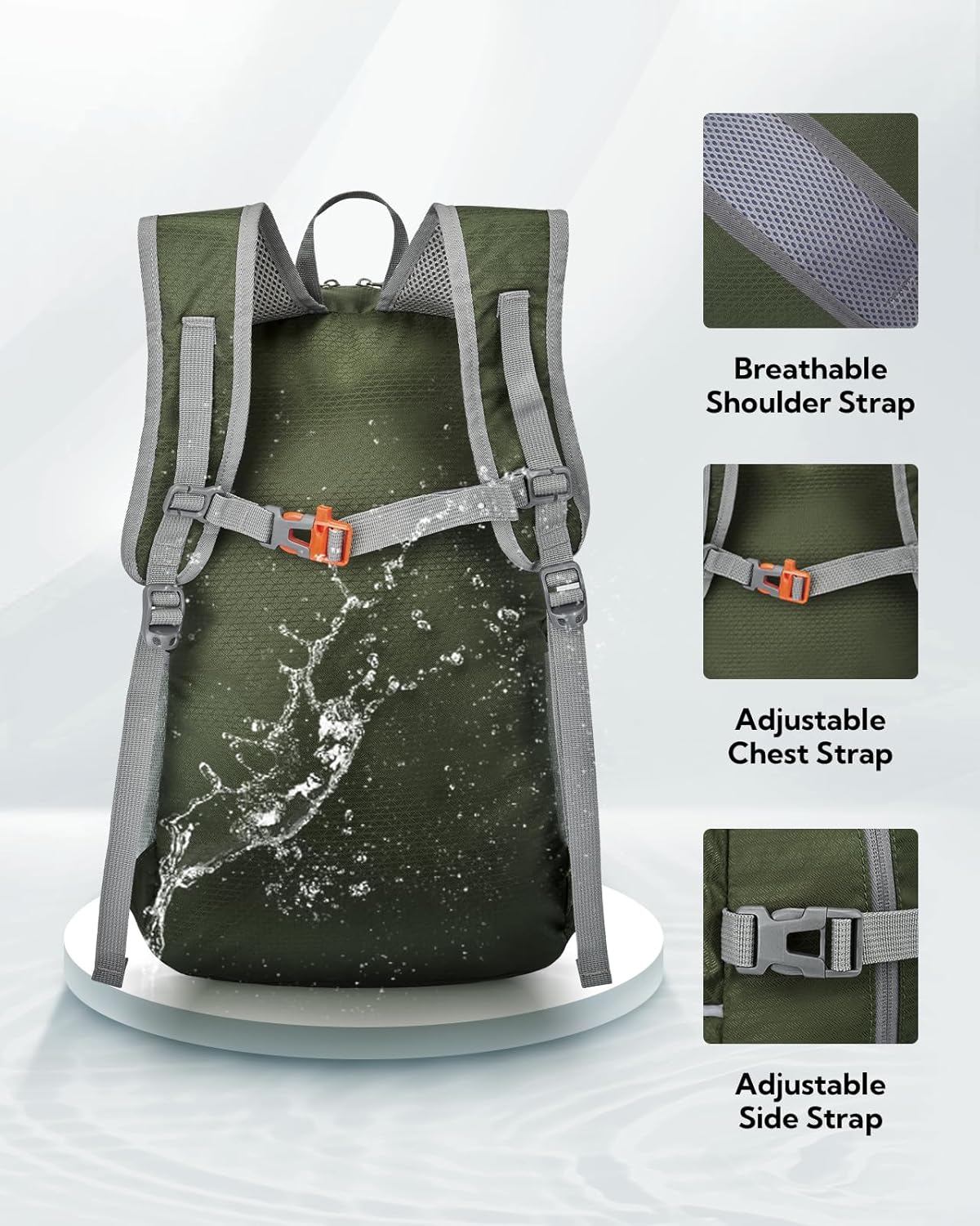 WATERFLY Hiking Foldable Daypack Backpack: 25L Ultra Lightweight Packable Waterproof Outdoor Travel Day Pack for Woman Man