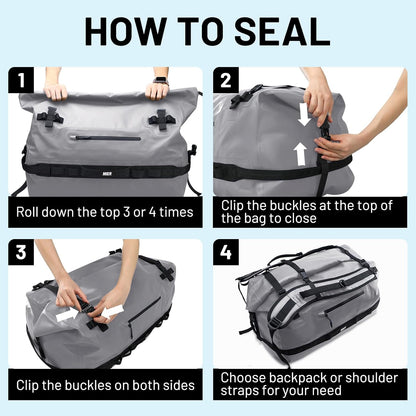 MIER Large Waterproof Duffel Bag Rolltop Dry Backpack Duffle Bags for Kayaking, Rafting, Boating, Swimming, Camping, Travel, Gym, Beach, 60L/80L