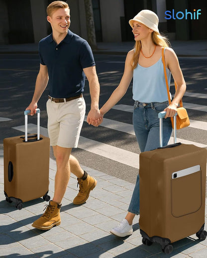 Slohif Luggage Cover for Suitcase Tsa Approved Protector - Luggage Sleeve Suit Case Cover Travel Stretch Large Baggage Case Protective Washable Fit 22-24 Inch Brown