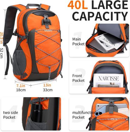 40L Hiking Backpack Lightweight Daypack Waterproof Travel Camping Backpack for Men Women Sport Packable