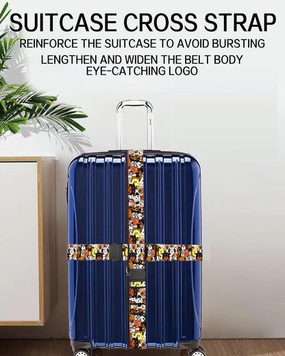 Luggage Straps for Suitcases, Adjustable Travel Belt, Durable Wide Luggage Strap, Cute Suitcase Strap Identifiers with Buckle, Bag Straps for Luggage, Cute Colorful Dogs