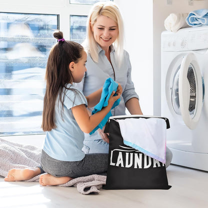 2 Pcs Large Travel Laundry Bags - Washable Waterproof Wet Dry Bags for Dirty Clothes, Swimsuits, Gym Clothes, Laundry, Swimming Pool, Yoga, College Dorm (Black+Grey)