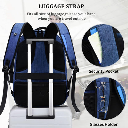 DUALSNG Travel Work Laptop Backpack With USB Charging Port Fits 15.6 15 14 13 Inch Laptop and Notebook Business Anti Theft College Computer Bag Back Pack for Women Men - Navy Blue