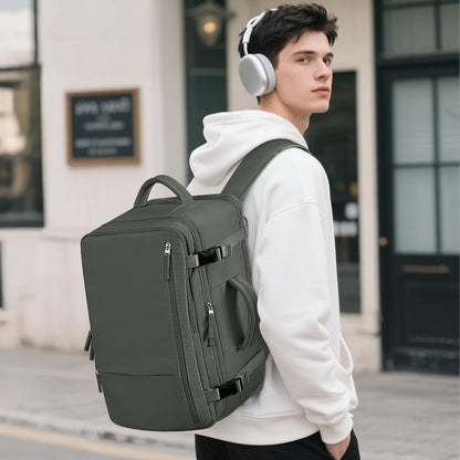 Beraliy Travel Backpack for Men Women, Carry On Backpack, 16 Inch Laptop Backpack, Waterproof Hiking Backpack, Casual Outdoor Daypack College Bag, Olive-green