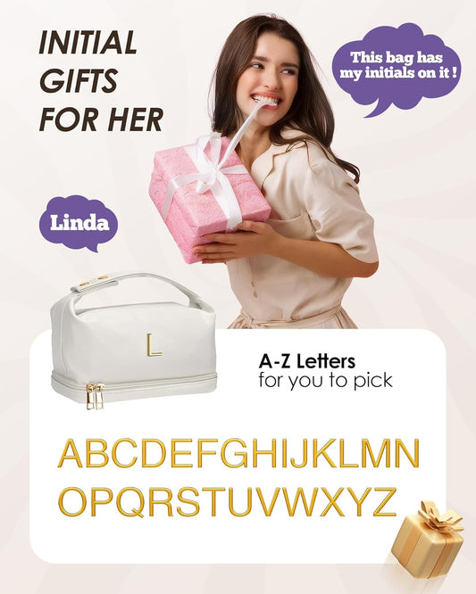 Birthday Gifts for Women, Personalized Gifts, Makeup Bags with Handle, Gifts for Girls In Their 20S Cosmetic Bag, PU Leather Makeup Bags Travel Toiletry Bag, Gifts for Coworkers Teen Girls