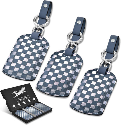 Luggage Tags for Suitcases Travel Accessories: Leather Luggage Tag 3 Pack TSA Approved, Airplane Travel Essentials for Men, Bag Tags for Luggage Long Flight Must Haves Travels Gifts Airport Essentials