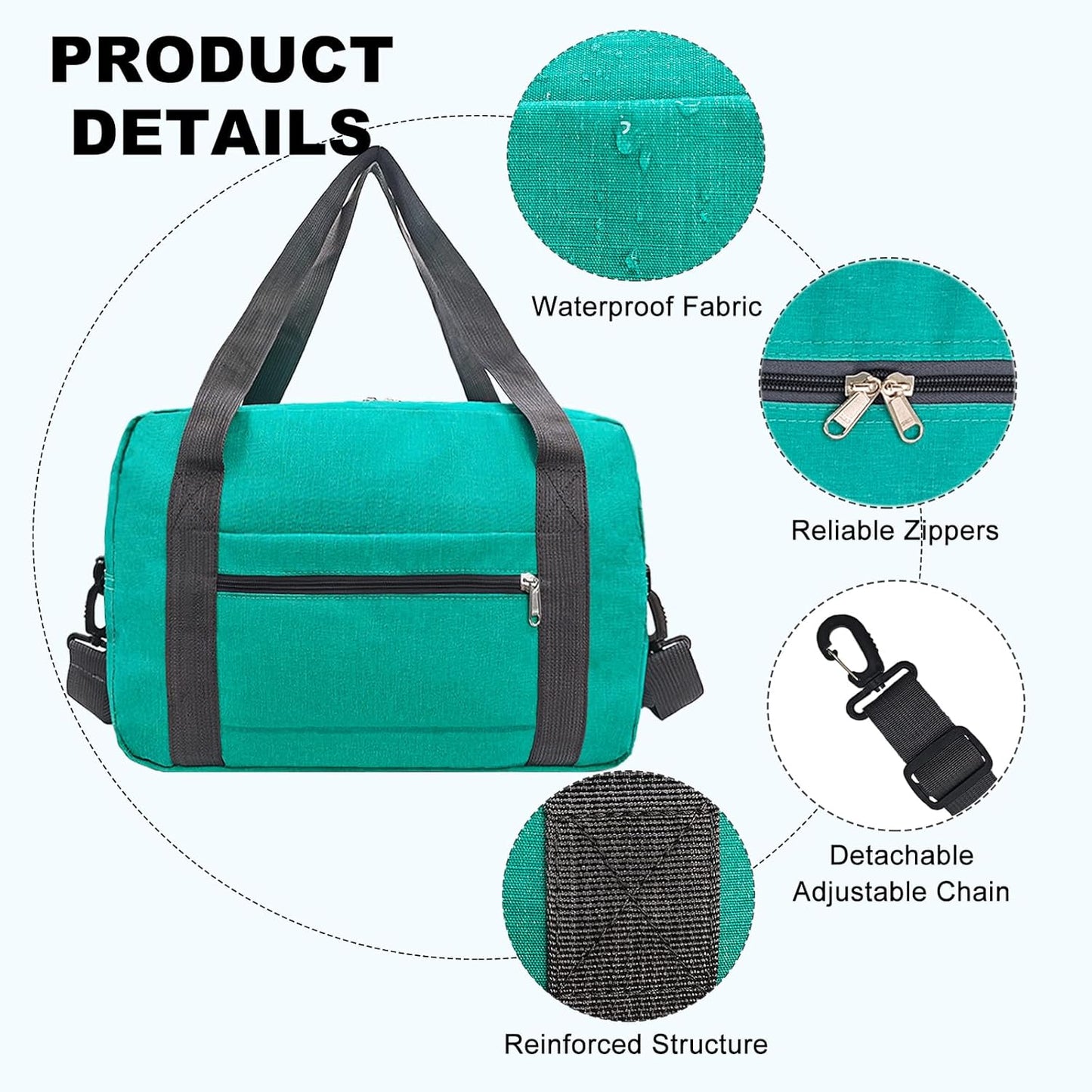 For Spirit Airlines Personal Item Bag 18x14x8 in Underseat Carry-on Luggage foldable Travel Duffle Bag for Airplanes(30L, Teal)