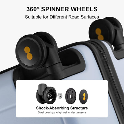 LEVEL8 Elegance Carry-on Suitcase, 20 Inch Carry on Luggage, Hardside Large Suitcases with Wheels, Tavel Bag with Tsa Lock, Light Blue