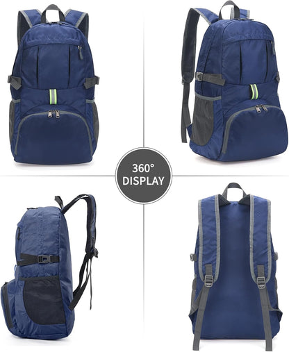 Yaopeing Lightweight Backpack,25L Foldable Hiking Packable,Water Resistant Travel Outdoor Shoulder Bag for Woman Men,Blue