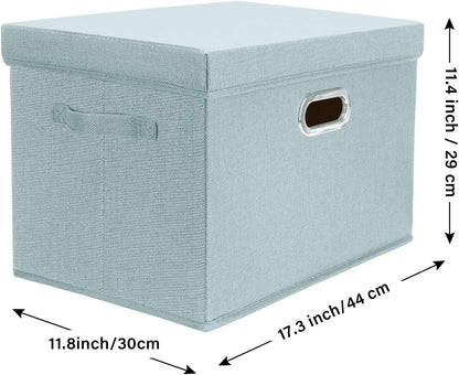 TYEERS Large Storage Bins with Lids, Collapsible, Washable, Fabric Storage Boxes for Organizing, 17.3x11.8x11.4 inches, 3 Pack, Aqua Spring