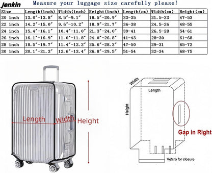 JenKin Luggage Protector Suitcase Cover PVC Waterproof Travel Suitcase Fits Most 20" to 30" (22" (15.0" L x 10.2" W x 21.7" H))