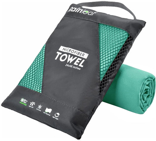 Rainleaf Microfiber Towel Perfect Travel & Gym & Camping Towel. Quick Dry - Super Absorbent - Ultra Compact - Lightweight. Suitable for Trip, Beach, Shower, Backpacking, Pool