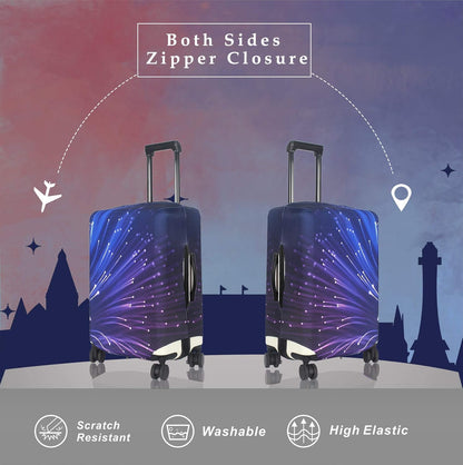 Explore Land Travel Luggage Cover Suitcase Protector Fits 23-26 Inch Case (Fireworks, M)