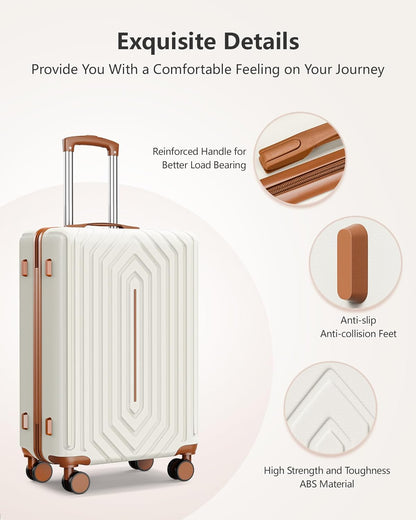 28 inch Luggage Hardside and Lightweight Suitcase with Spinner Wheels TSA Lock for Travel Business,Orange With Black