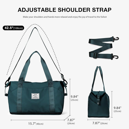 Travel Duffel Bag, Sports Tote Gym Bag, Shoulder Weekender Overnight Bag for Women