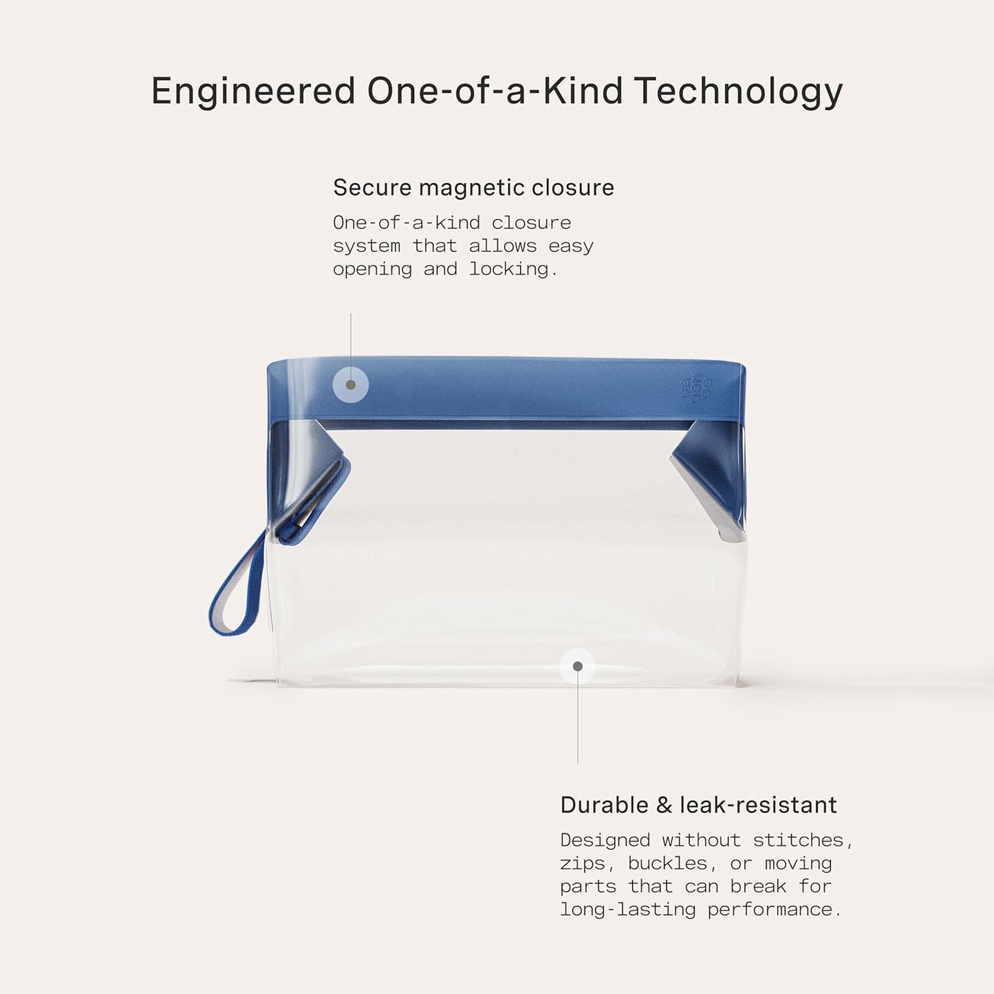 Cadence Parcel - Clear Dopp Kit with Magnetic Closure - Durable and Leak-Resistant Travel Toiletry Kit - Modular Design