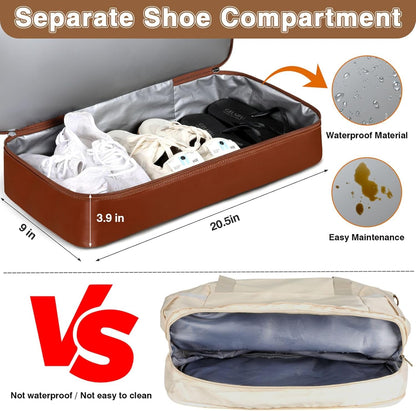 Weekender Bag for Women, Travel Duffel Bag Carry On Overnight Bag with Shoe Compartment Large Nylon Travel Weekend Tote Bag