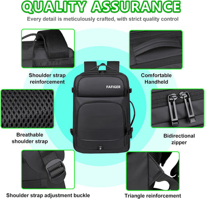 Travel Backpack for Men & Women - 40L Expandable Carry-On Backpack, TSA Approved 16 Inch Laptop, Weekend Outdoor Essentials, Airline Flight Approved, Black