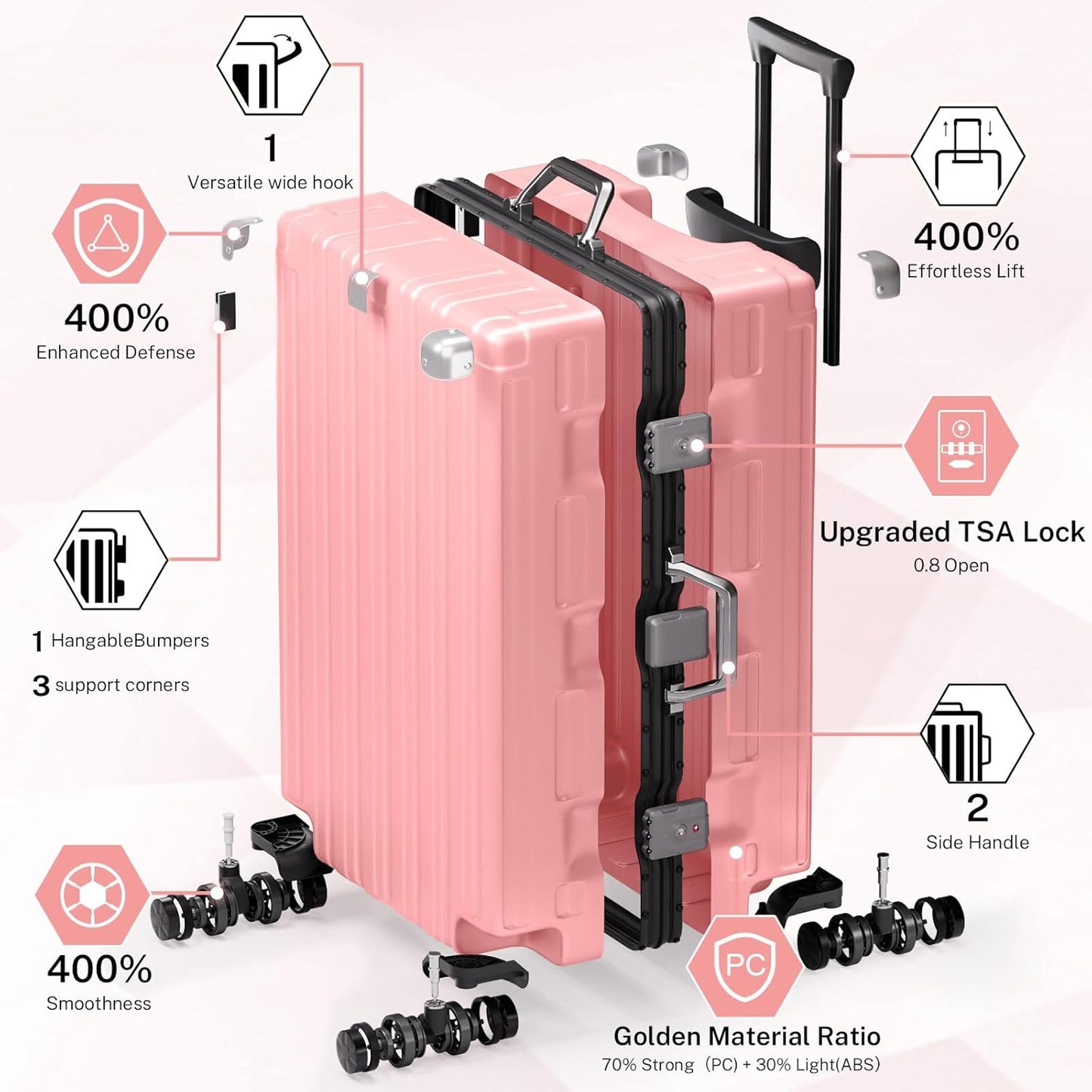 Krute Aluminum Frame Luggage 28 Inch TSA Lock No Zipper Luggages Checked Suitcase with Spinner Wheels Hardshell Lightweight PC+ABS Large Suit Case