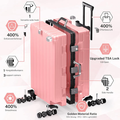 Krute Aluminum Frame Luggage 28 Inch TSA Lock No Zipper Luggages Checked Suitcase with Spinner Wheels Hardshell Lightweight PC+ABS Large Suit Case