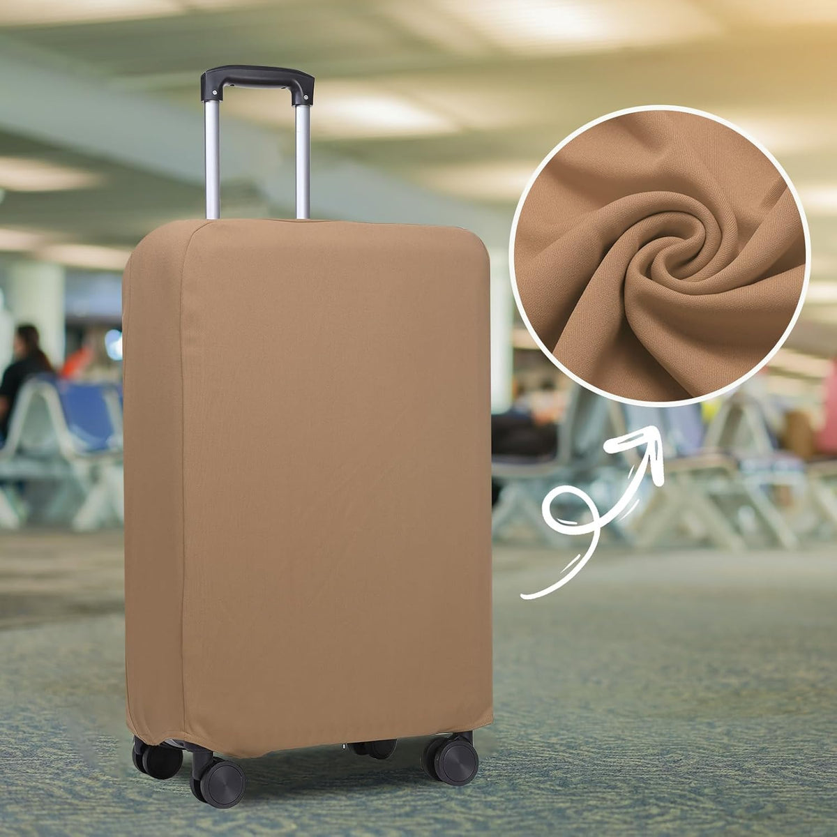 PATIKIL Luggage Cover, Suitcases Covers Elastic Carry on Cover Protector Washable Scratch-Resistant Fits 24-25 Inch Luggage for Travel Business Trips, Khaki