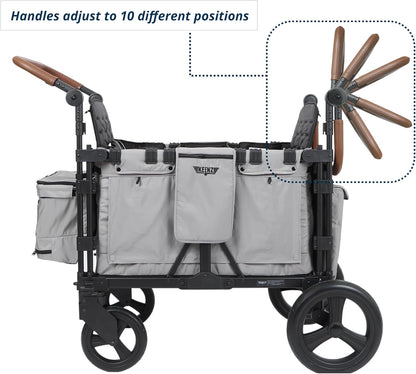 Keenz VYOO Stroller Wagon with Canopy - Foldable Design for Easy Storage, 5 Seating Positions for Kids, Enhanced Child Safety, All-Terrain Mobility, 4-Passangers, Grey