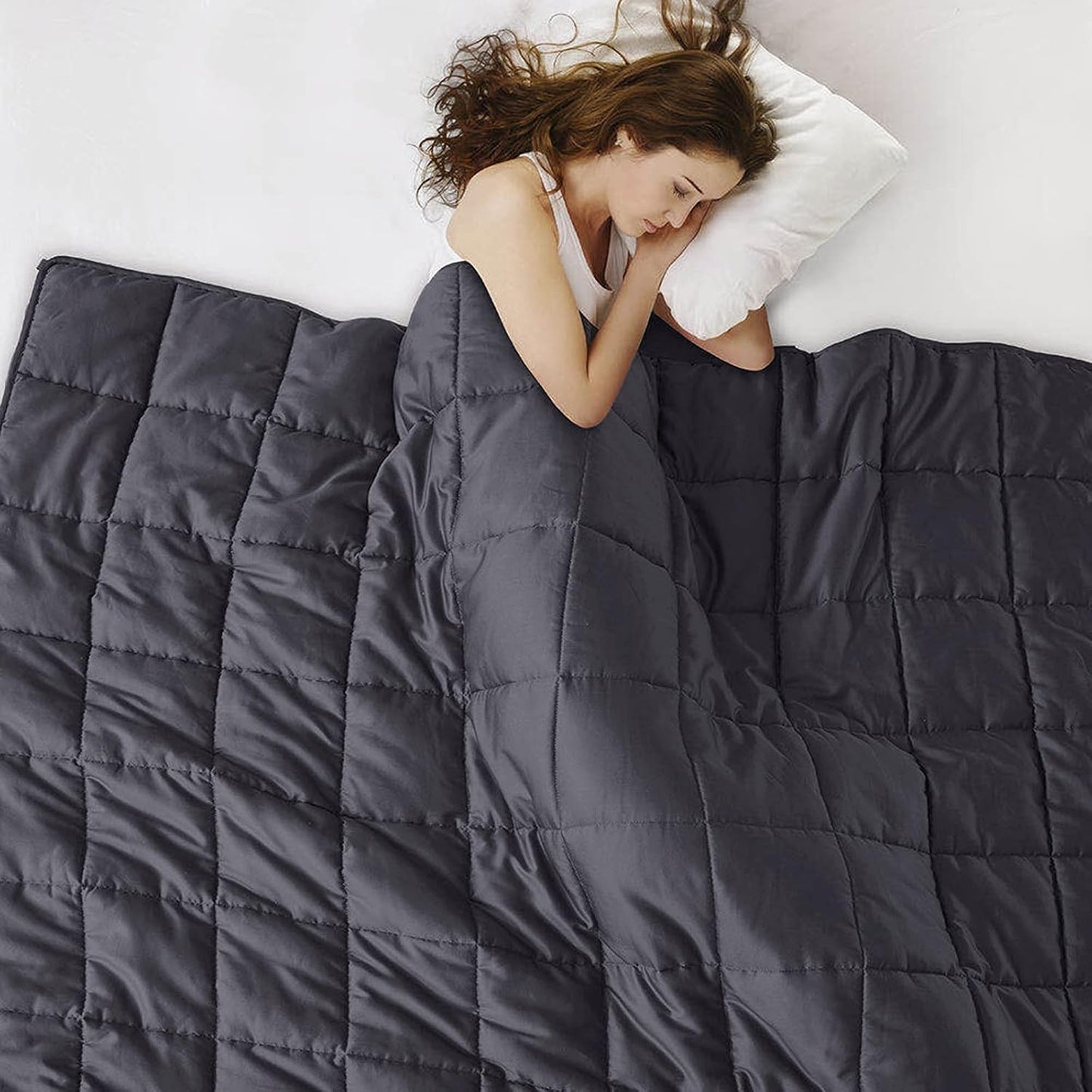 Soft Thick Weighted Blanket (Dark Grey,60"x80"-20lbs) Queen Size Cooling BreathableMicrofiber Material with Glass Beads Big/Heavy Blanket for Adult All-Season Summer Fall Winter
