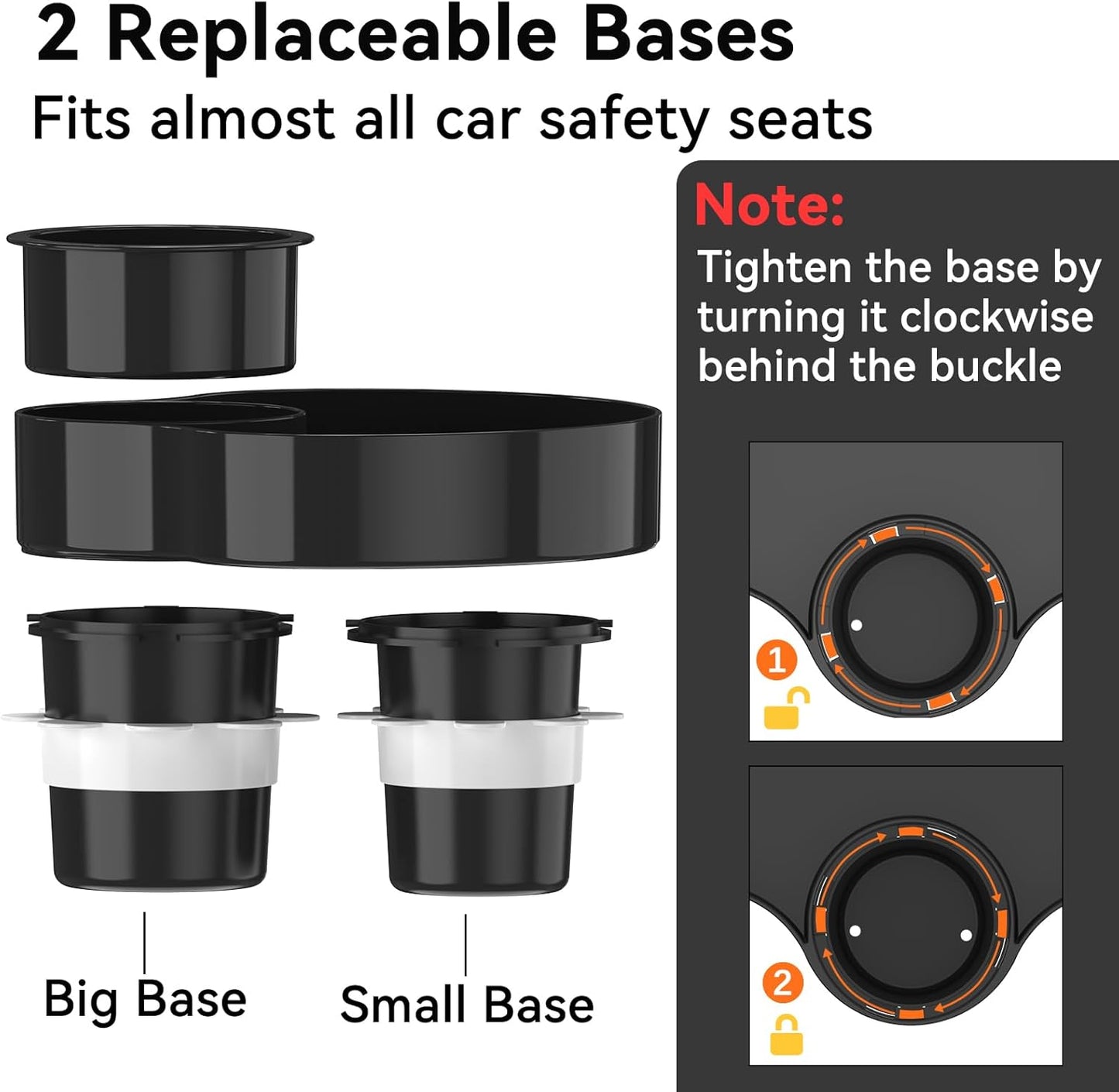 [2 Packs] Kids Car Seat Tray, Travel Tray with Cup Holder for Toddler Baby, Kids Car Seat Food Snack Organizer for Road Trip, Stroller snack Organizer Travel Must Haves Toddler Must Haves (Black)