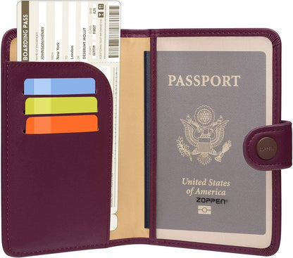 ZOPPEN Passport Holder Women, Passport Cover Travel Wallet Rfid Blocking Passport Wallet Cover Case Travel Essentials Document Organizer, Grape Purple
