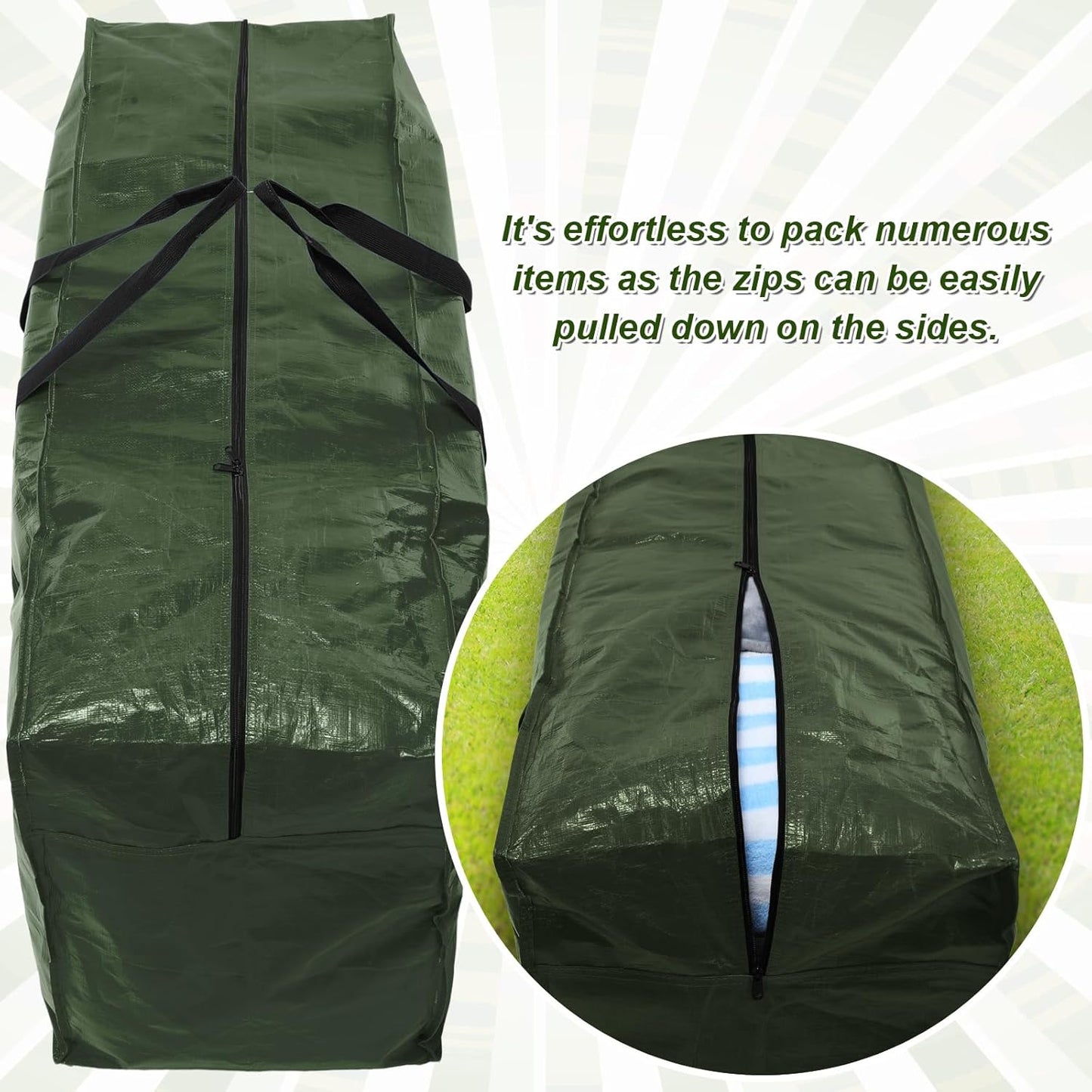 4 Pcs 66 Gallon Large Moving Bags with Zipper and Handles Foldable Storage Duffle Bags Heavy Duty Extra Large Totes for College Dorm Travel Clothes Blankets Bedding Moving (Green)