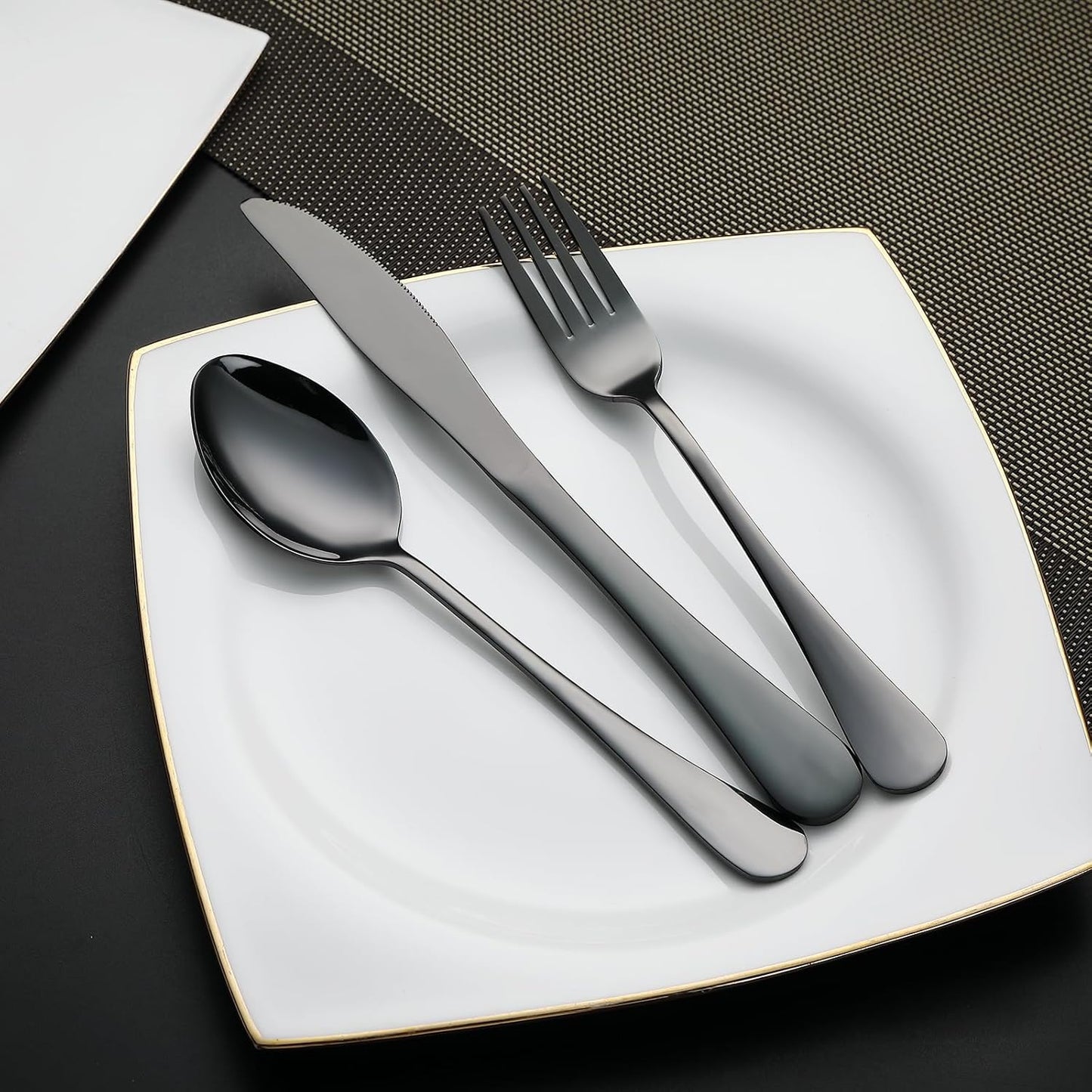 DEVICO Camping Utensils, Portable Travel Utensils with Case, Stainless Steel Reusable Silverware for Lunch Adult, 5Pcs Cutlery Set Includes Knife Spoon Fork Chopsticks and Case (Black)