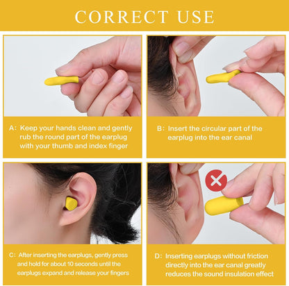 30Pair Soft Foam EarPlugs, 32dB Disposable Sound Blocking Noise Cancelling Ear Plugs for Concerts Loud Music/Shooting Guns/Work Construction, Hearing Safety Protection (Yellow)