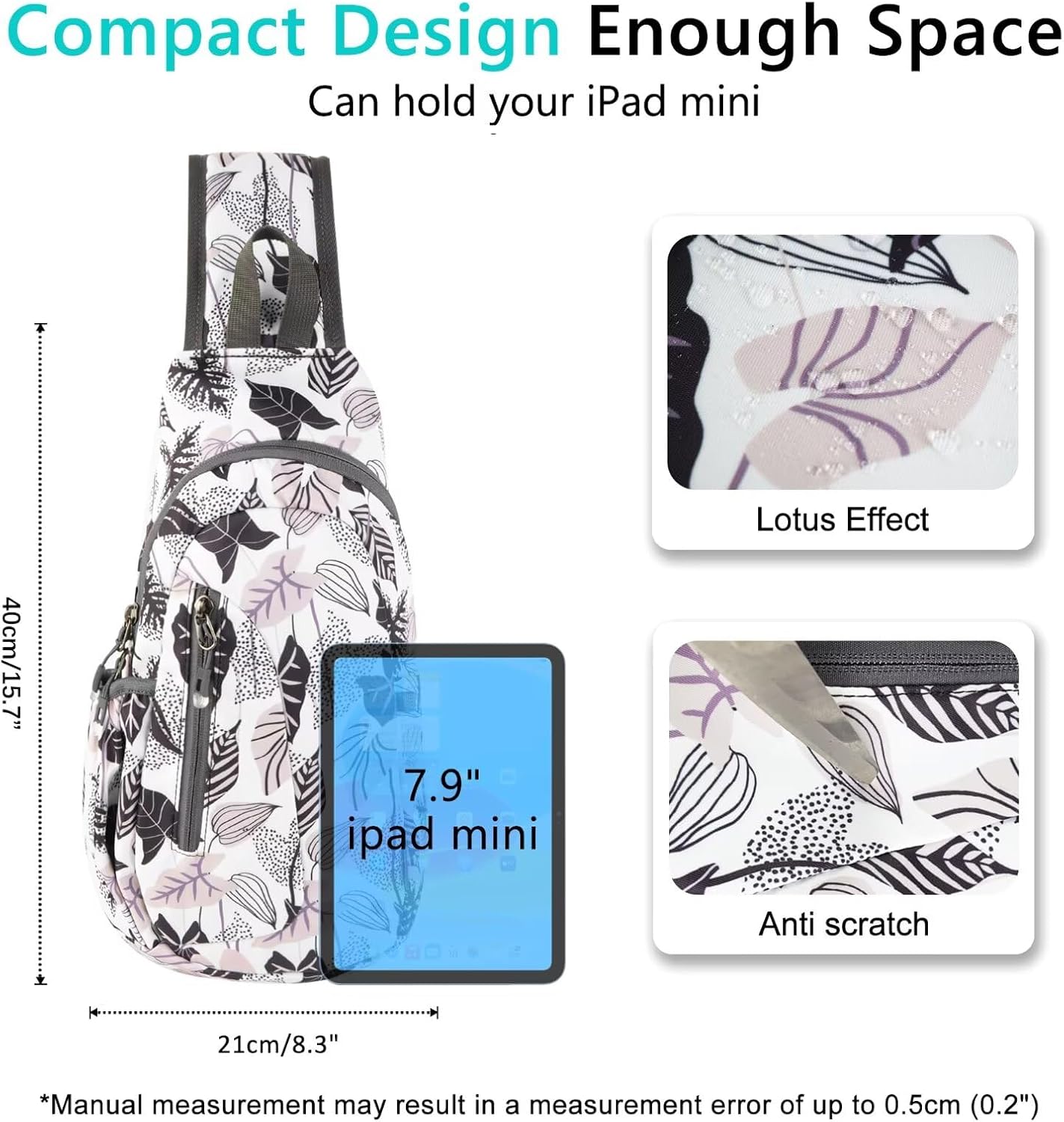 TITECOUGO Small Sling Bag, Lightweight Crossbody Backpack for Men Women, Shoulder Bag for Sports and Outdoor