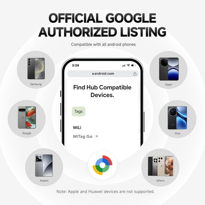 MiLi MiTag Bluetooth Tracker for Android, Google Certified Key Finder/Luggage Tracker/Item Locator, Smart Tracking Tag for Google Find My Device (Find Hub) App, 1 Pack