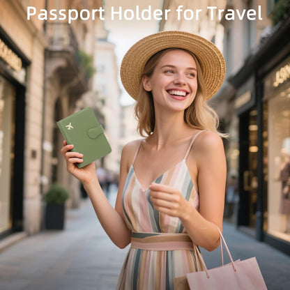 ZOPPEN Passport Holder for Travel, Passport Wallet Case, Rfid Travel Wallet Womens, Card Holder Wallet Travel Document Holder, Green
