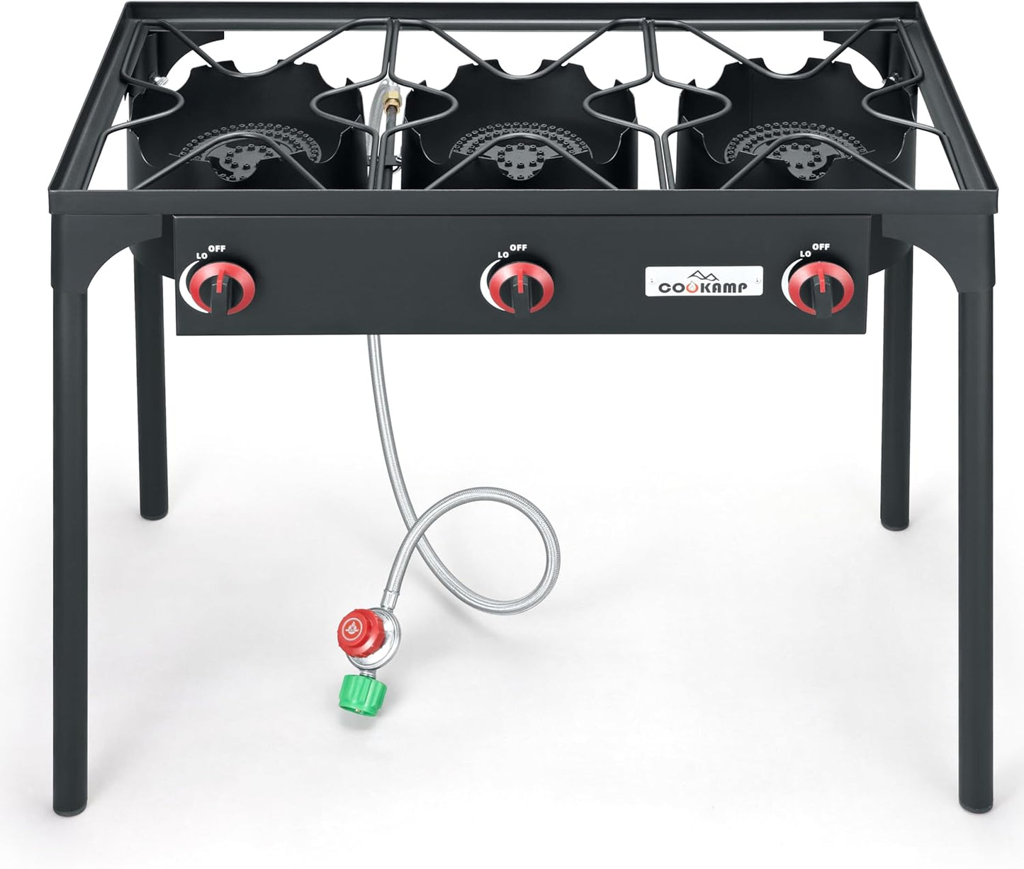 High Pressure Triple Propane Burner Outdoor Propane Camping Stove with 0-20 PSI Adjustable High Pressuer Regulator and Steel Braided Hose 3 Burner Stove Brewing Supply SA3500